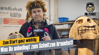 Holzkunst Scholz Was Du unbedingt brauchst Schnitzen mit einer Kettensäge [upl. by Nowd152]