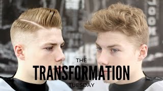 Transformation Tuesday  Side Part Pompadour Haircut [upl. by Nicole]