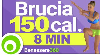 Allenamento Aerobico di 8 Minuti per Bruciare 150 Calorie in 8 Minuti e Dimagrire  Fitness a Casa [upl. by Ysnat]