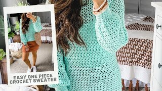 Easy 1 Piece V Stitch Pullover  Crochet Pattern [upl. by Caines]