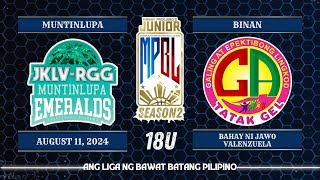 Junior MPBL Season 2 Muntinlupa JKLV RGG Emeralds vs Biñan Tatak Gel  18U [upl. by Ainiger891]