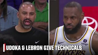 Ime Udoka EJECTED LeBron James given technical amp words exchanged between Lakers vs Rockets 👀 [upl. by Enilesor675]