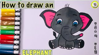 How to draw an Elephant easy step by step Elephant drawing tutorial Elephant drawing ideas [upl. by Jews81]