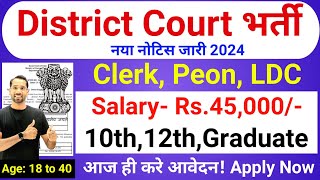 District Court Recruitment 2024  District Court New Vacancy 2024  Permanent Govt Jobs 2024 [upl. by Eardnoed]