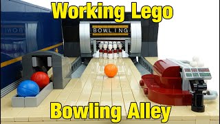 Working Lego Bowling Alley  with Functional Pinsetter amp Ball Return [upl. by Annairda]