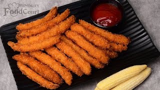 Babycorn Fritters Crispy Baby Corn Recipe Evening Snacks [upl. by Reeve]