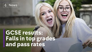 GCSE results day Number of top grades and passes down in England [upl. by Horodko]