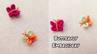 Hand embroidery tutorial  butterfly embroidery 2 minutes [upl. by Acker]