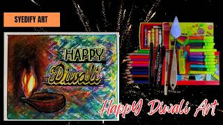 Happy Diwali Art with Calligraphy Pen Oil Pastels amp Colored Pencils  Drawing Tutorial [upl. by Alaric]