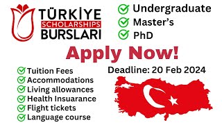 Türkiye Scholarships 2024 full scholarships undergraduate master PhD Turkey  APPLY NOW [upl. by Gibby529]