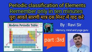 Remember Periodic table in ten minutesPeriodic classification of elements for Xth amp XIIth [upl. by Yttiy]