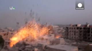 6 barrel bombs cause huge explosion in Syria [upl. by Eeryn]