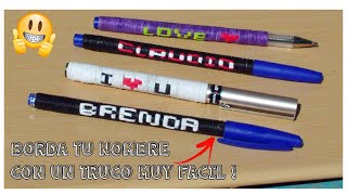 COMO PONERLE NOMBRE A TU LAPICERA con hilo Fácil ✍️ Personaliza tus plumas 😁 [upl. by Girardi]