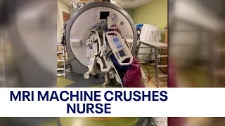 Nurse crushed by accident with MRI machine  KTVU [upl. by Roxi]