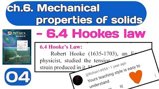 ch 6 Mechanical properties of solid 04 class 11 Maharashtra board physics Hookes law [upl. by Aehs192]