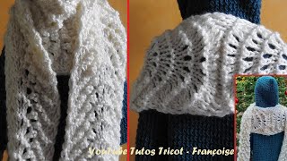 Tuto Tricot Rabattre les mailles pour assembler sans couture 2 pièces de tricot  Echarpe ajourée [upl. by Landbert527]