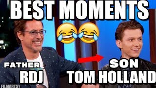 Tom Holland and Robert Downey Jr Funniest and Best FatherSon Moments  Try Not To Laugh 2018 [upl. by Niawd634]