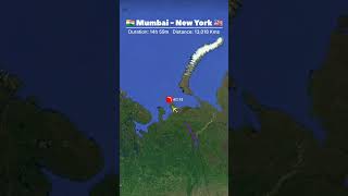 MUMBAI to NEW YORK Flight Route [upl. by Renruojos]