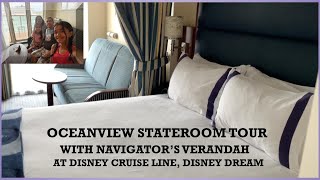 Oceanview Stateroom Tour with Navigators Verandah at Disney Cruise Line Disney Dream [upl. by Neeroc119]