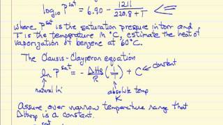 Heat of Vaporization Antoines Equation [upl. by Eniotna317]