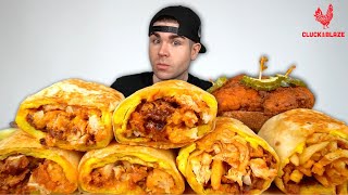 Huge NASHVILLE HOT CHICKEN BURRITOS Mukbang with Loaded Fries and Tenders [upl. by Ken]