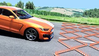 Massive Spike Strip Pileup Car Crashes 90 – BeamNG Drive  CrashBoomPunk [upl. by Shlomo]