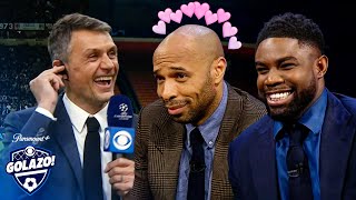 Thierry Henry Micah amp Carragher get starstruck by Paolo Maldini 💕  CBS Sports Golazo  UCL Today [upl. by Cymbre]