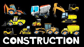 CONSTRUCTION Trucks Cranes and Excavators  Picture Show  Fun amp Educational Learning Video [upl. by Knight]