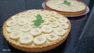 كيكة البنان tarte au banane🍌بكريمة البتسيار نتاع المحلات الجزائرية جد راقية بمقادير بسيطة دير 2كيكات [upl. by Icyak686]