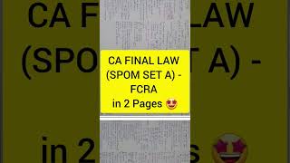 CA FINAL LAW SPOM SET A  FCRA in 2 Pages 🤩 spom law icai fcra [upl. by Honora358]