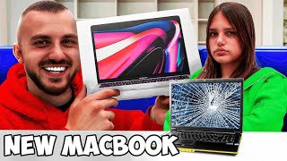 I DESTROYED MY SISTERS LAPTOP AND SURPRISED WITH A NEW MACBOOK PRO 😱😱 [upl. by Atikat66]