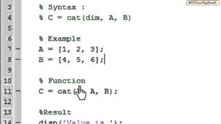 Matlab Function  Matrix Concatenationcat [upl. by Hashimoto]