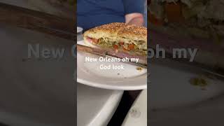 Muffaletta Sandwich from the French Quarter in New Orleans muffaletta neworleans frenchquarter [upl. by Narf]