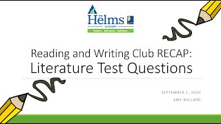 HiSET Reading Test Questions  Reading and Writing Club Recap  September 1 2020 [upl. by Jeremias]