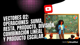 VECTORES 02 OPERACIONES SUMA RESTA PRODUCTO DIVISIÓN COMBINACIÓN LINEAL Y PRODUCTO ESCALAR [upl. by Saunders565]