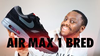 Nike Air Max 1 Bred Black Anthracite On Foot Sneaker Review QuickSchopes 606 Schopes FV6910 001 [upl. by Eugenie]