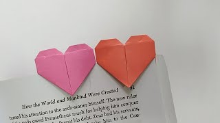 Cute and beautiful origami heart bookmark tutorial [upl. by Ahsiad455]