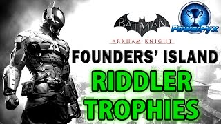 Batman Arkham Knight  Founders Island  All Riddler Trophy Locations [upl. by Emersen]