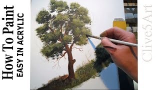 HOW TO PAINT A TREE Acrylic Painting LessonsFor Beginners Learn to paint  acrylic painting [upl. by Babara72]