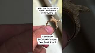 Ladies Real Baguette amp Round Cut Diamond Butterfly Ring diamondring goldrings goldring [upl. by Tuddor]