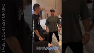 Max Holloway and Alexander Volkanovski have a respectful interaction at UFC 308 hotel 🤝 [upl. by Bowerman]