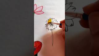 Easy Watercolor Flower ytshorts trending flower subscribe satisfying daisy [upl. by Schwarz]