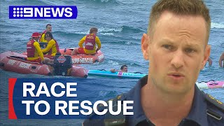 Mass rescue at Sydneys Maroubra beach  9 News Australia [upl. by Eerot]