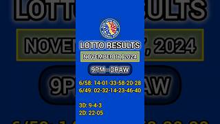 PCSO Lotto Result Today 9PM Live  November 17 2024 Sunday [upl. by Norramic]