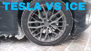 RWD Tesla vs ICE Nokian Tires [upl. by Cowie218]