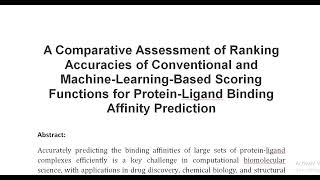 A Comparative Assessment of Ranking Accuracies of Conventional and Machine Learning Based Scoring Fu [upl. by Rramo]