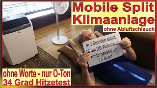 Mobile Split Klimaanlage ohne Abluftschlauch  Praxis Test  Lautstärke amp Verbrauch Prima Klima 2024 [upl. by Loriner]