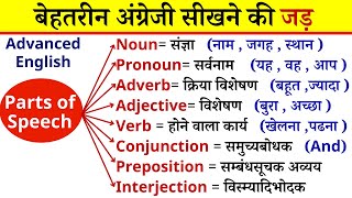 Parts of speech in English grammar with examples  Parts of speech chart in Hindi  Noun Pronoun [upl. by Clabo]