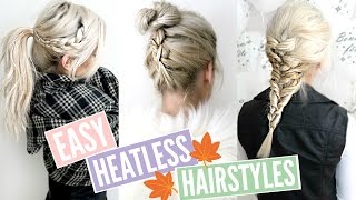 3 QUICK amp EASY HEATLESS Hairstyles for FALL  Sylvia Gani [upl. by Adnilab]