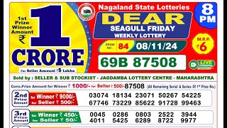 Lottery Result Today 8pm 08112024  Official  Nagaland Lottery [upl. by Enillebyam]